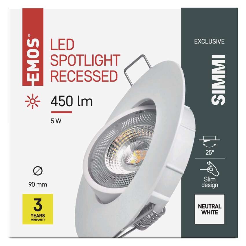 LED bodové svietidlo SIMMI biele, kruh 5W neutrálna b.