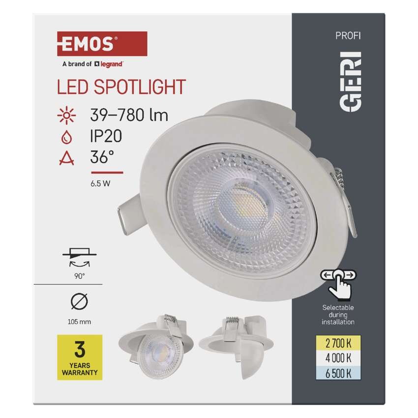 LED bodové svítidlo GERI 6,5W 780LM IP20 CCT bílá