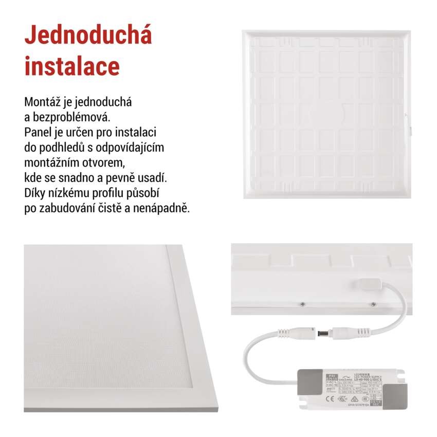 LED panel DIXXO backlit 60×60, čtvercový vestavný bílý, 36W neutr. b. UGR