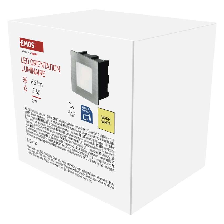 Orientacijsko LED svetilo AMAL, vgradno, kvadratno, 2W IP65, toplo bela