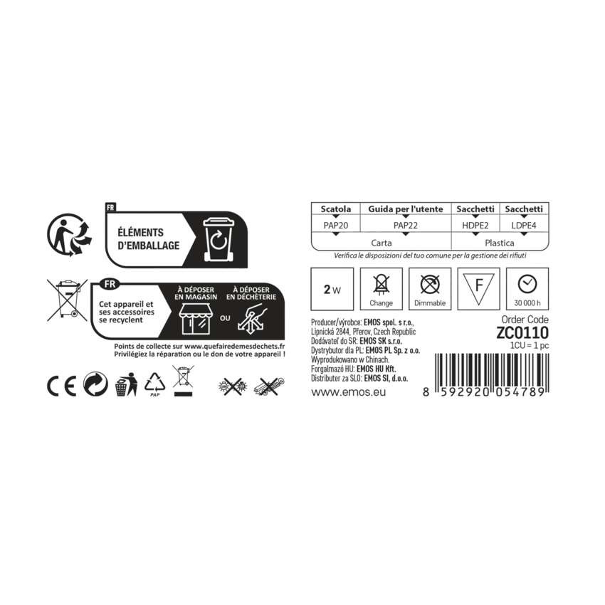 Orientacijsko LED svetilo AMAL, vgradno, kvadratno, 2W IP65,nevtralno bela