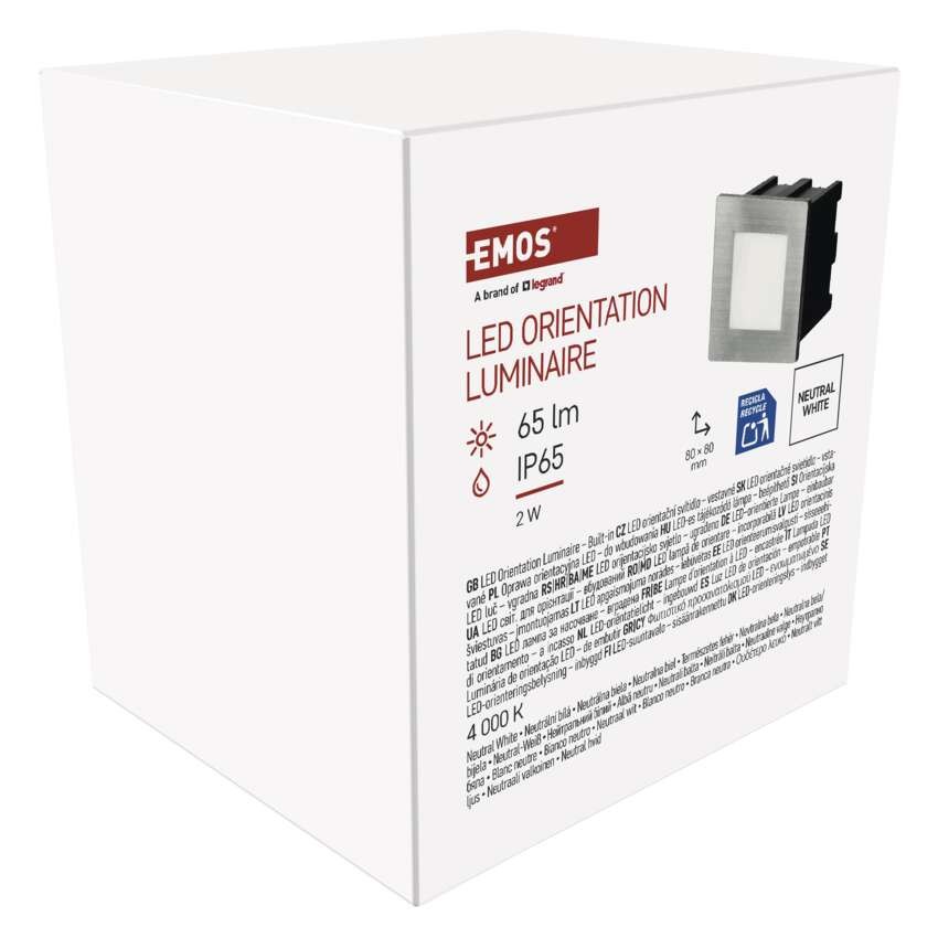 LED Treppenlicht – Einbauleuchte 80×80 2W neut. weiss IP65