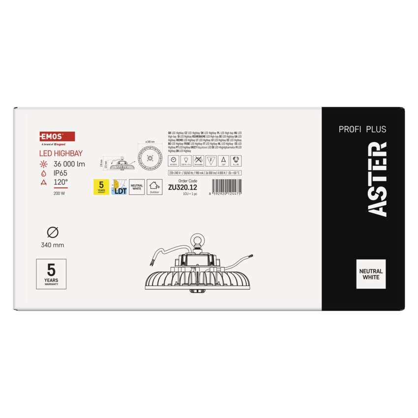 LED průmyslové závěsné svítidlo HIGHBAY ASTER 120° 200W