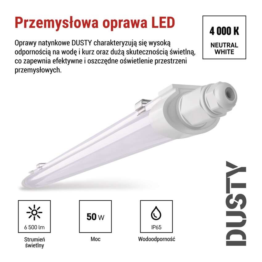 Oprawa natynkowa LED DUSTY, naścienna, 50W,NW, IP65