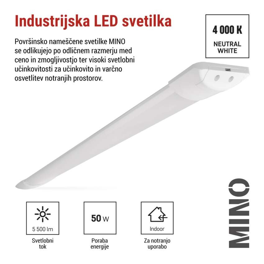 LED linearno svetilo MINO, 50W, nevtralno bela