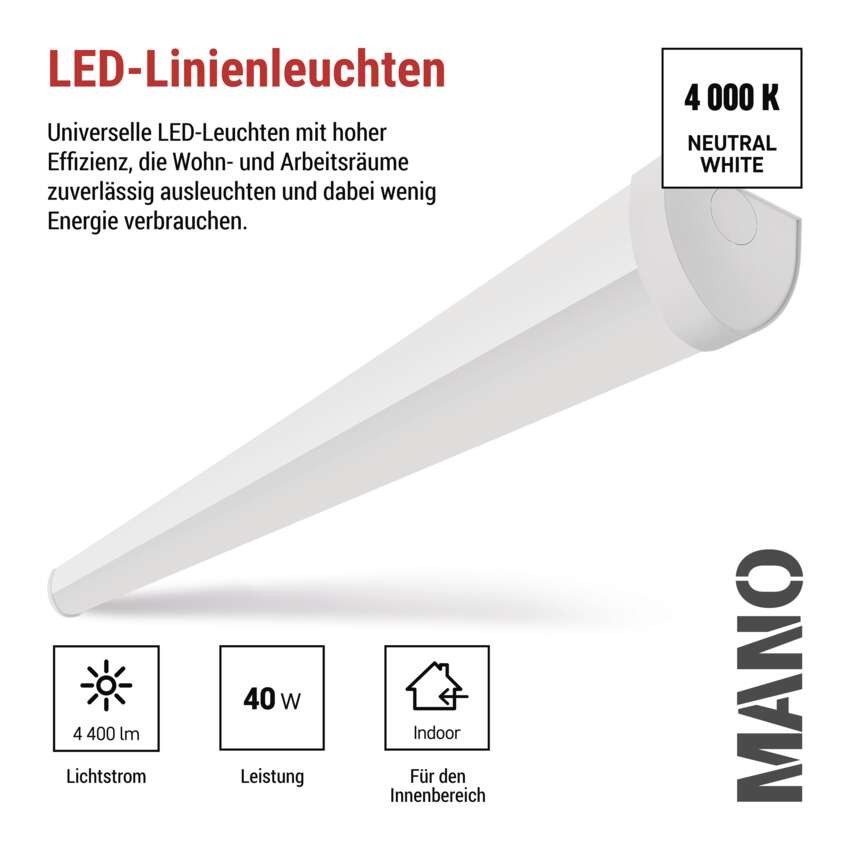 LED-Langfeldleuchte MANO 40W, neutralweiß