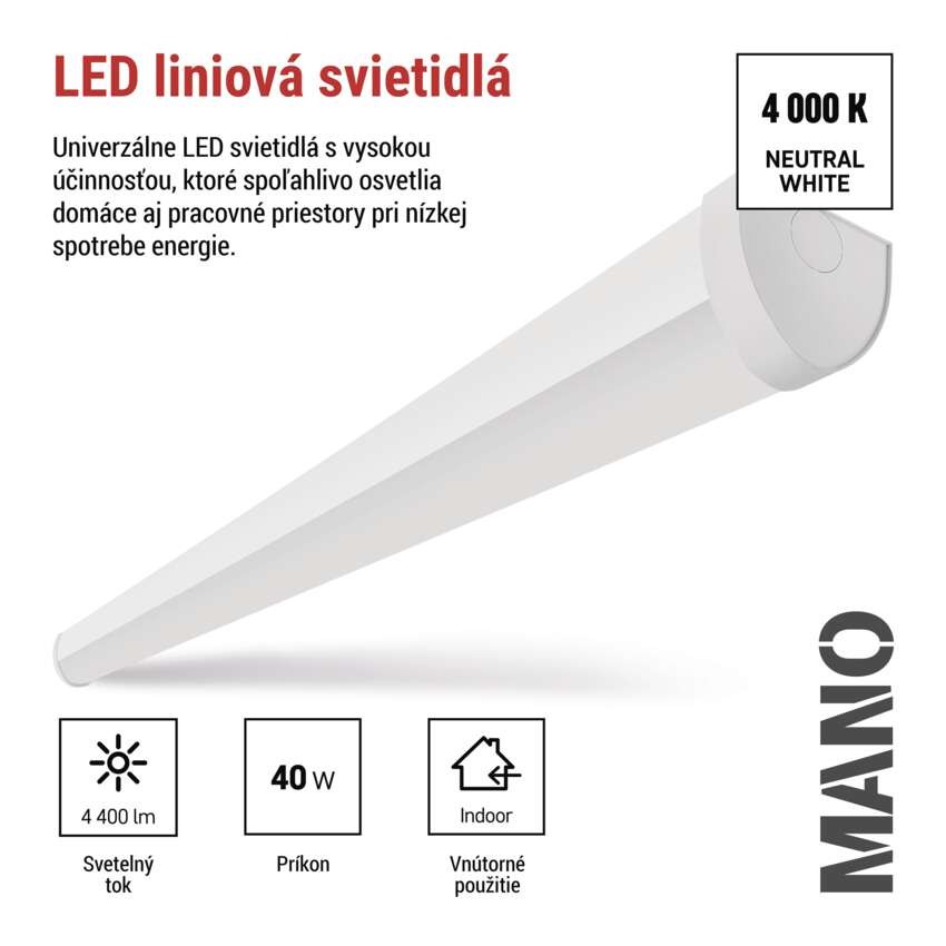 LED liniové svietidlo MANO 40W, neutrálna biela