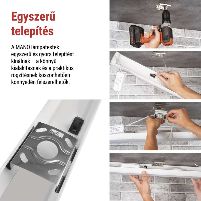 LED lineáris lámpatest MANO 40W, semleges fehér