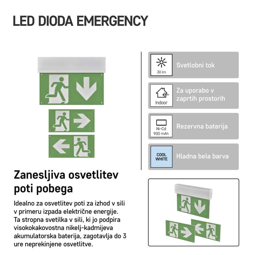 Zasilno LED svetilo CESSI, 1W, 3h, MT