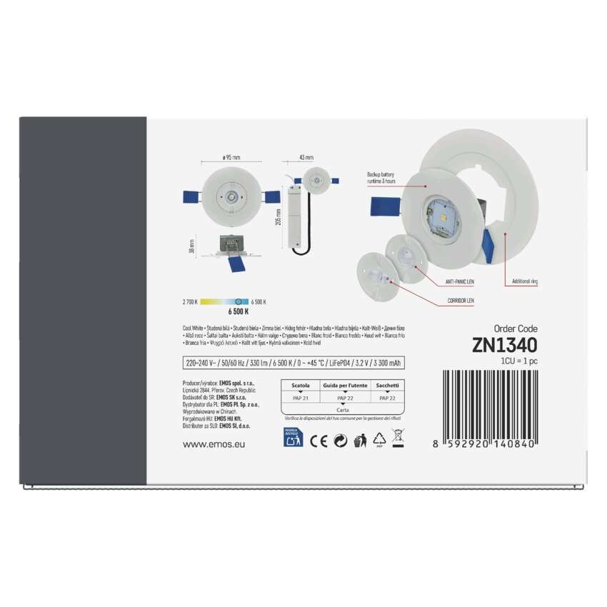 LED-Notleuchte 2W 300lm 3H