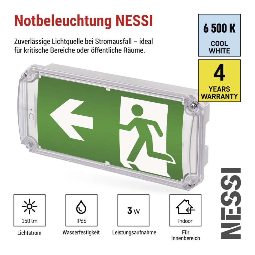 LED-Notleuchte 3W 3H IP66