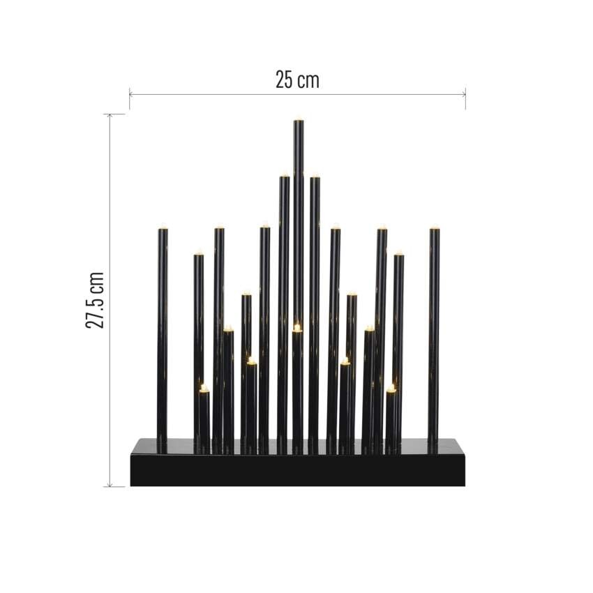 LED Kerzenhalter schwarz, 27,5 cm, 3x AA, Innen, warmweiss, Timer
