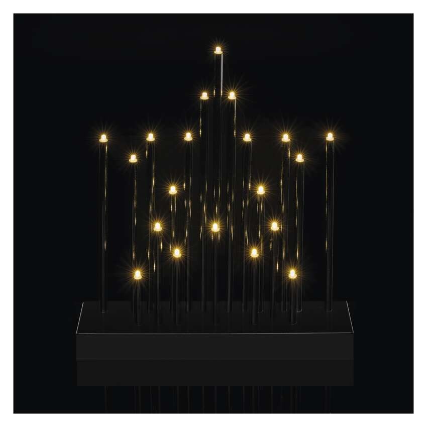 LED Kerzenhalter schwarz, 27,5 cm, 3x AA, Innen, warmweiss, Timer
