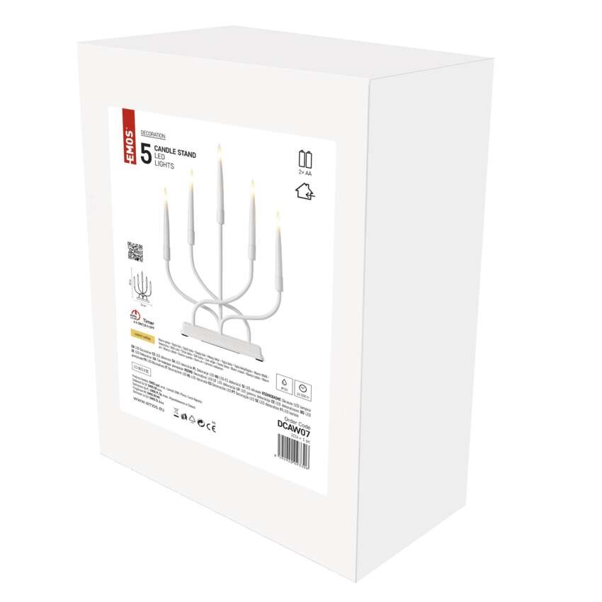 LED Leuchter Metall weiß, 40 cm, 2x AA, Innen, warm-weiß