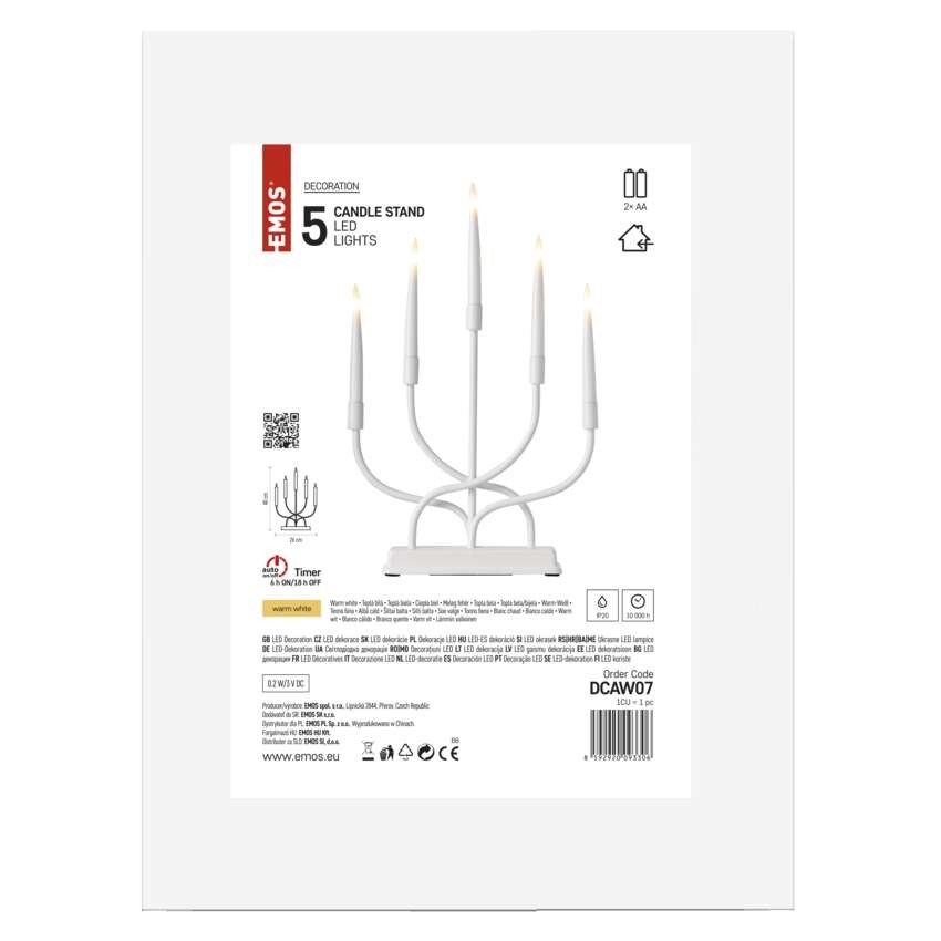 LED Leuchter Metall weiß, 40 cm, 2x AA, Innen, warm-weiß