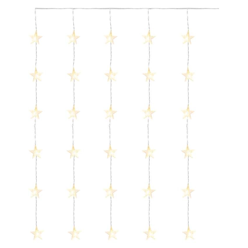 Dekoracje - 30 LED kurtyna migające gwiazdki 120x90 ciepła biel, IP44, timer