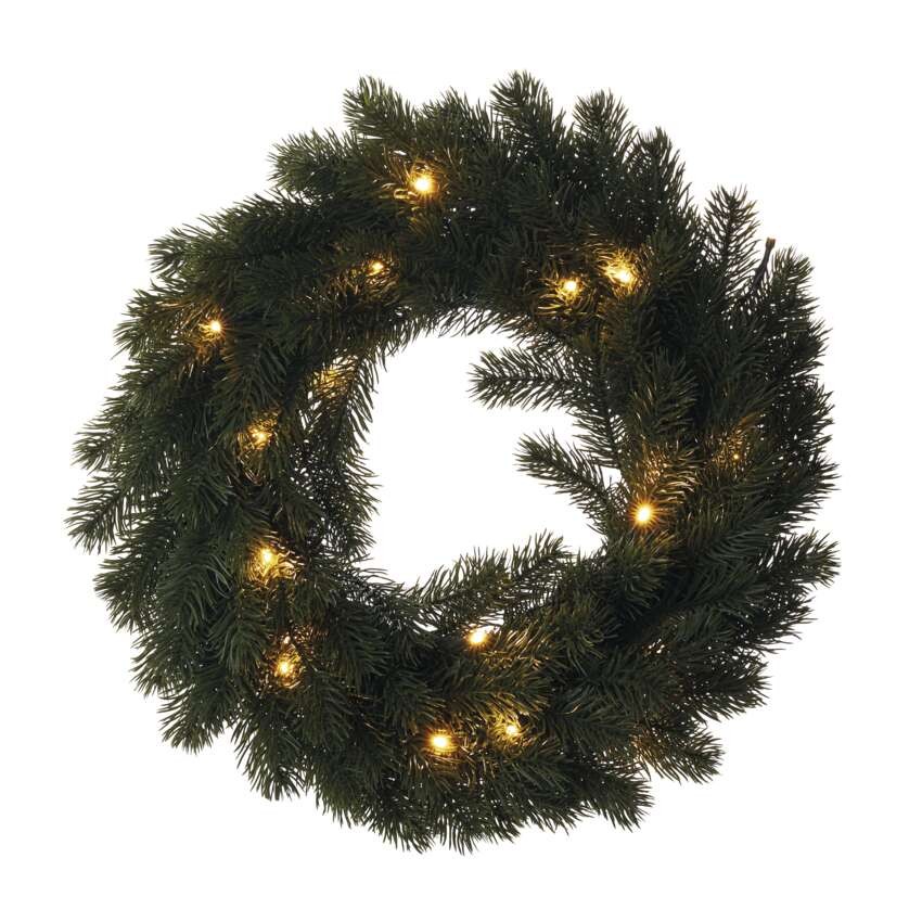 LED Weihnachtskranz, 40 cm, 2x AA, Innen, warmweiss, Timer