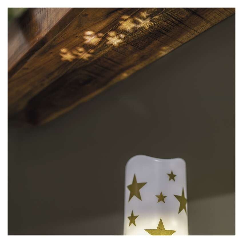 LED božični projektor – zvezdice, 3x AAA, notranji, topla bela