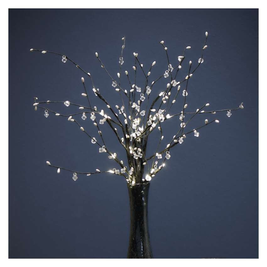 Dekoracje - 24 LED gałązki z perełkami 60 cm 3x AA, ciepła biel, IP20, timer /kpl. 3 szt