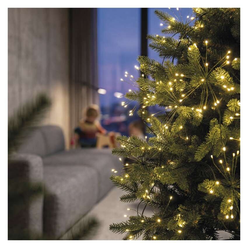 LED světelný řetěz – svítící trsy, nano, 5,2 m, vnitřní, teplá bílá, časovač