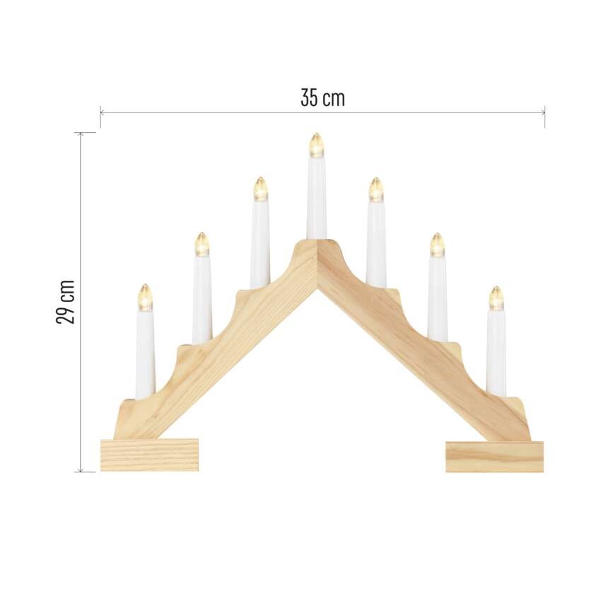 LED Leuchter Holz, 29 cm, 2x AA, Innen, warm-weiß, Timer
