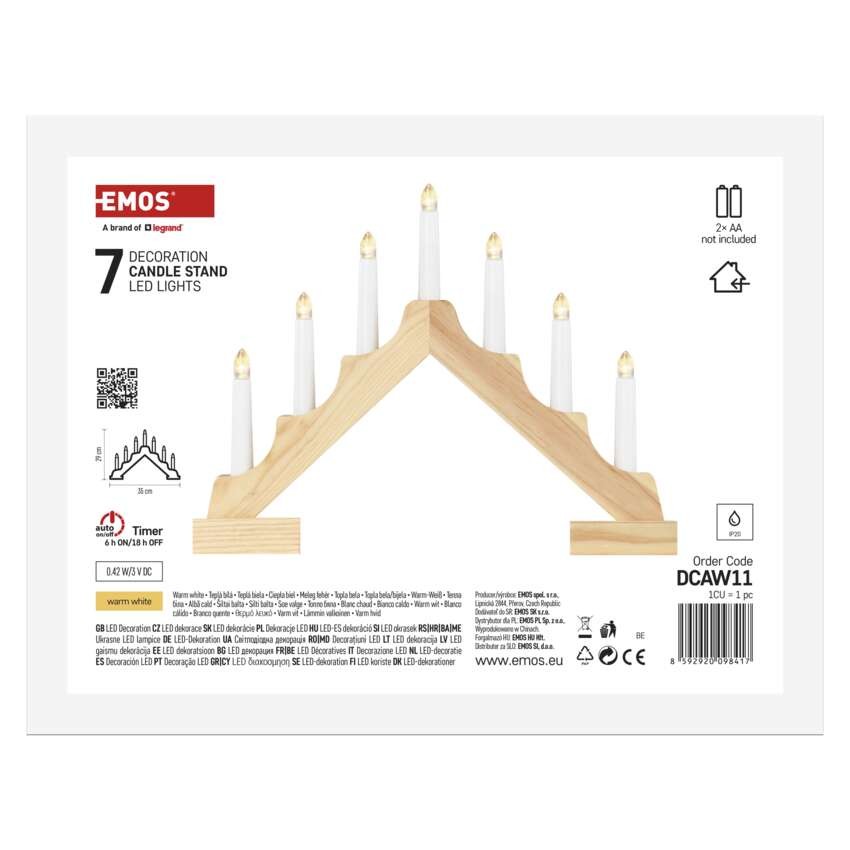 LED Leuchter Holz, 29 cm, 2x AA, Innen, warm-weiß, Timer
