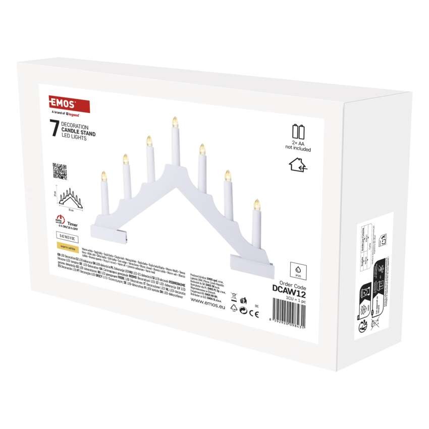 LED Kerzenhalter, Holz, weiß, 29 cm, 2x AA, Innen, warmweiss, Timer