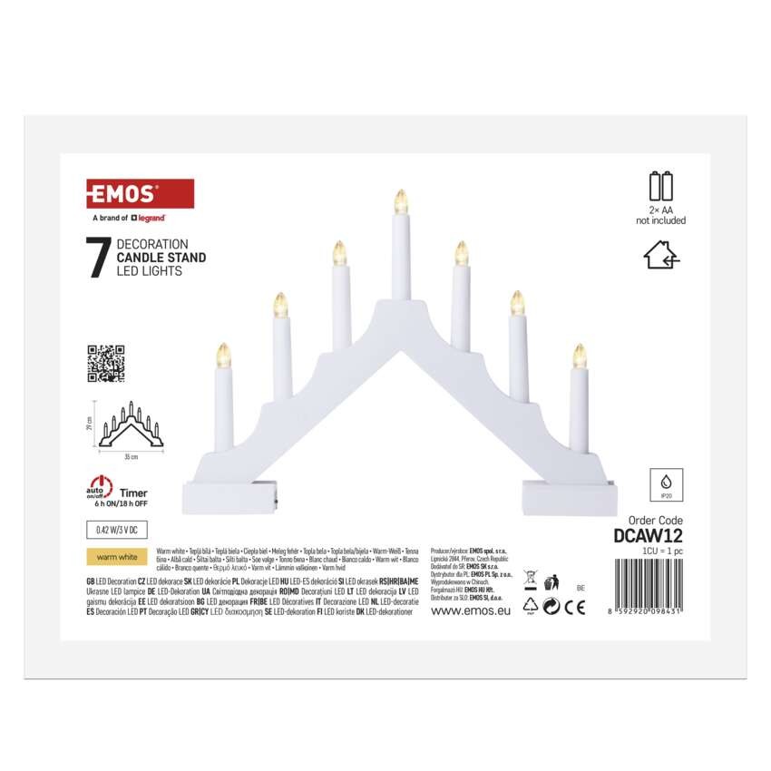 LED Kerzenhalter, Holz, weiß, 29 cm, 2x AA, Innen, warmweiss, Timer