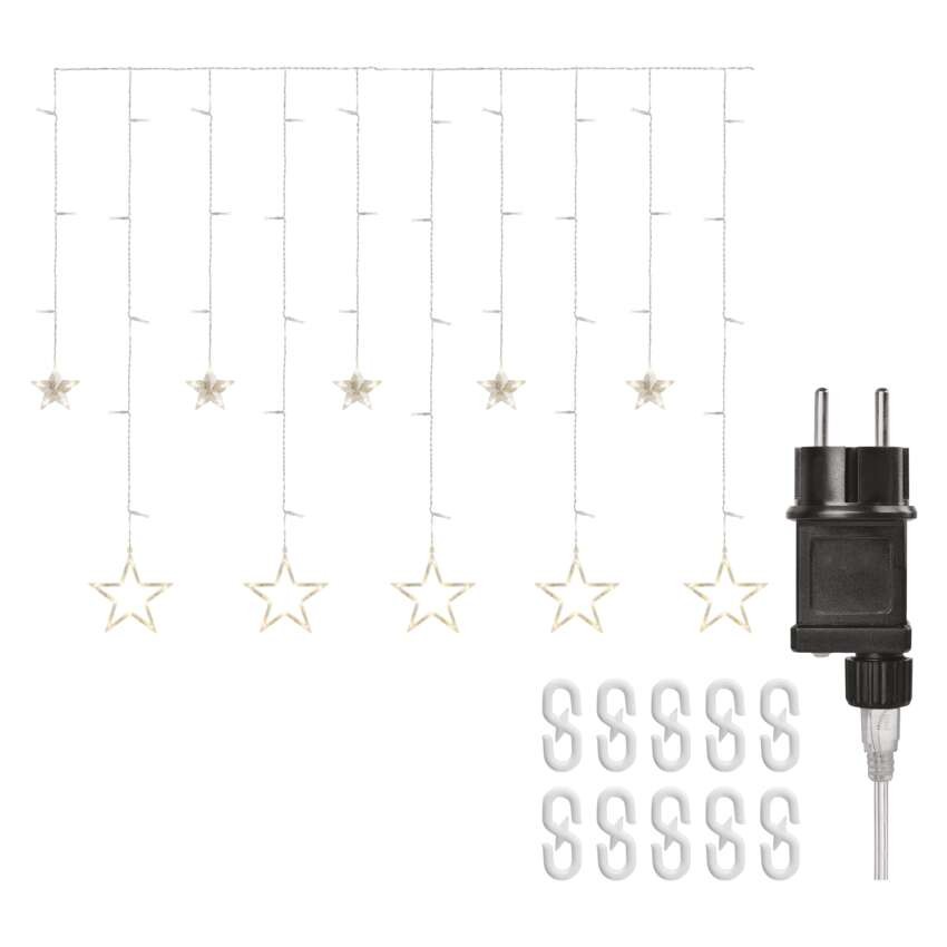 LED karácsonyi fényfüggöny – csillagok, 185x105 cm, beltéri, meleg fehér
