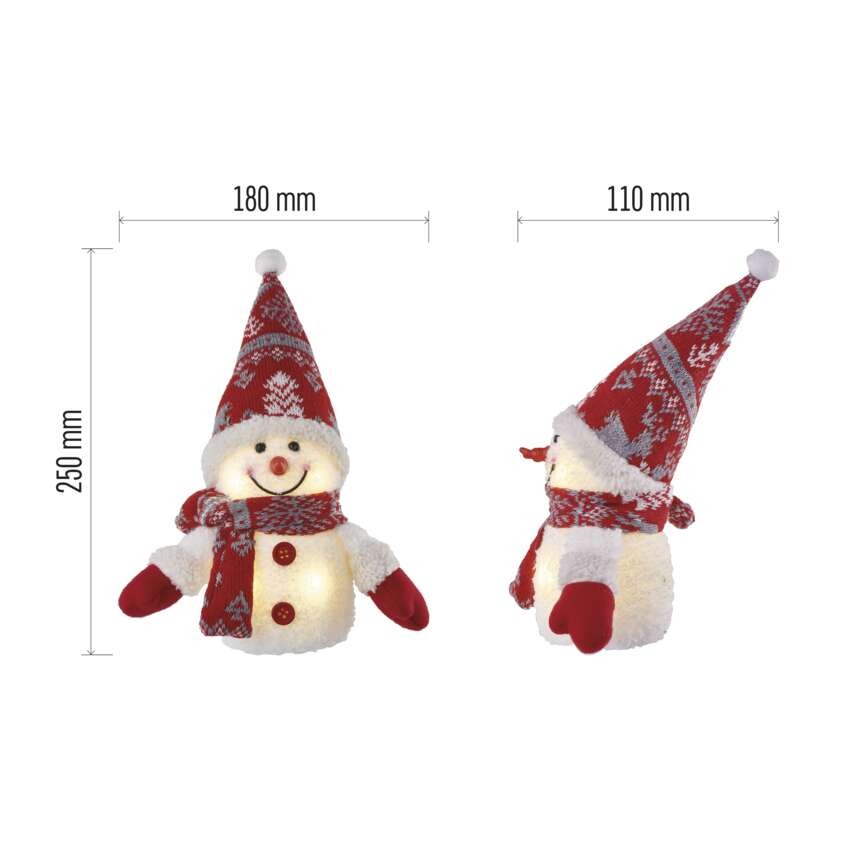LED vianočný snehuliak svietiaci, 25 cm, 3x AAA, vnútorná, teplá biela