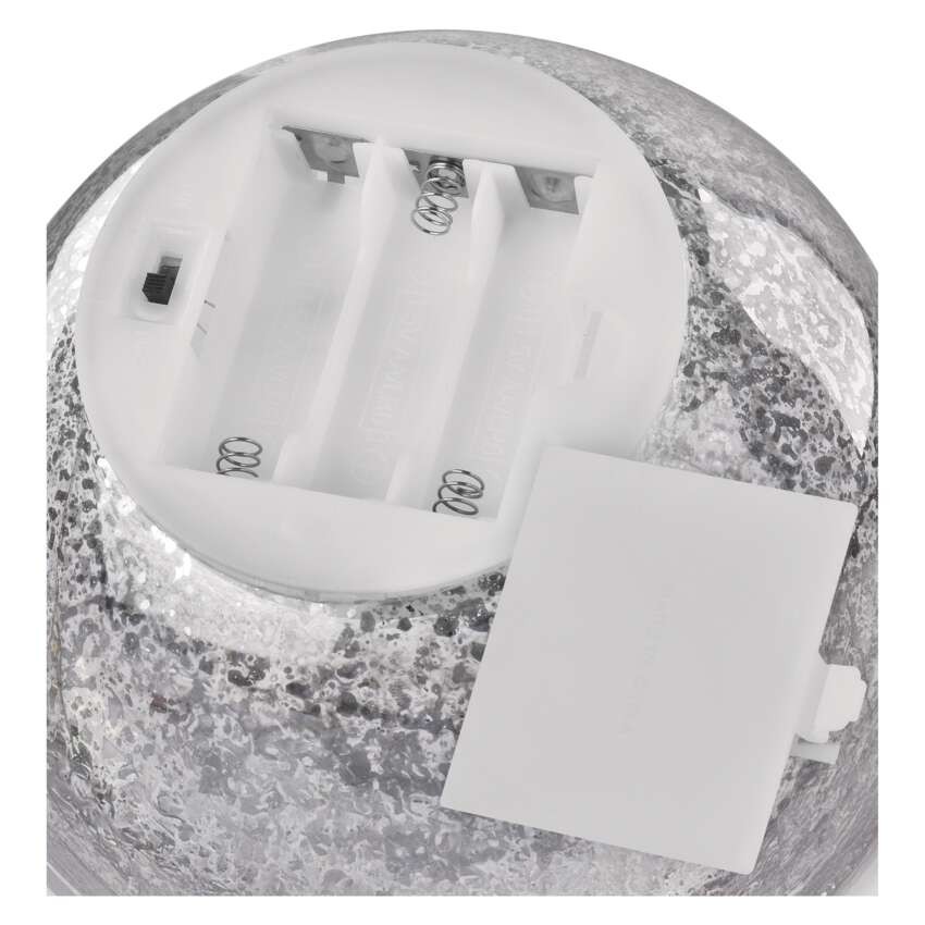 LED vánoční skleněná koule – zlatá, 15 cm, 3x AA, vnitřní, teplá bílá, časovač