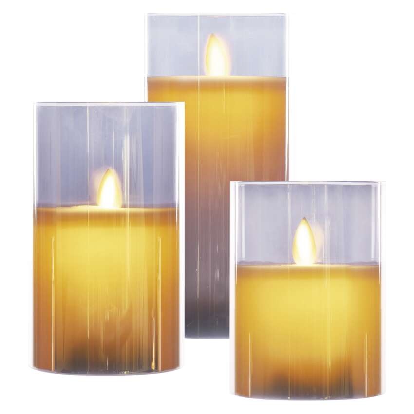 LED Deko – 3x Wachskerze, 6x AA, Innen, warmweiss, Timer