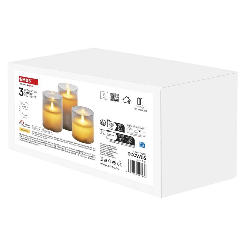 LED Deko – 3x Wachskerze, 6x AA, Innen, warmweiss, Timer