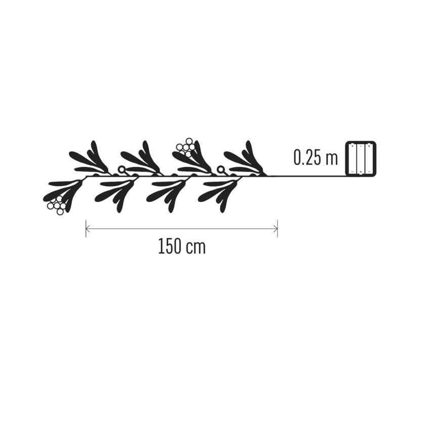 LED girlande - mistel, 1,5 m, 3x AA, Innenbereich, warmweiß, Zeitschaltuhr