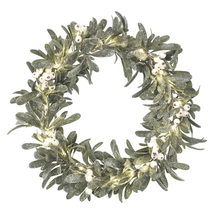 LED Deko –  Adventskranz mistel, 3x AA, warmweiß, Zeitschaltuhr