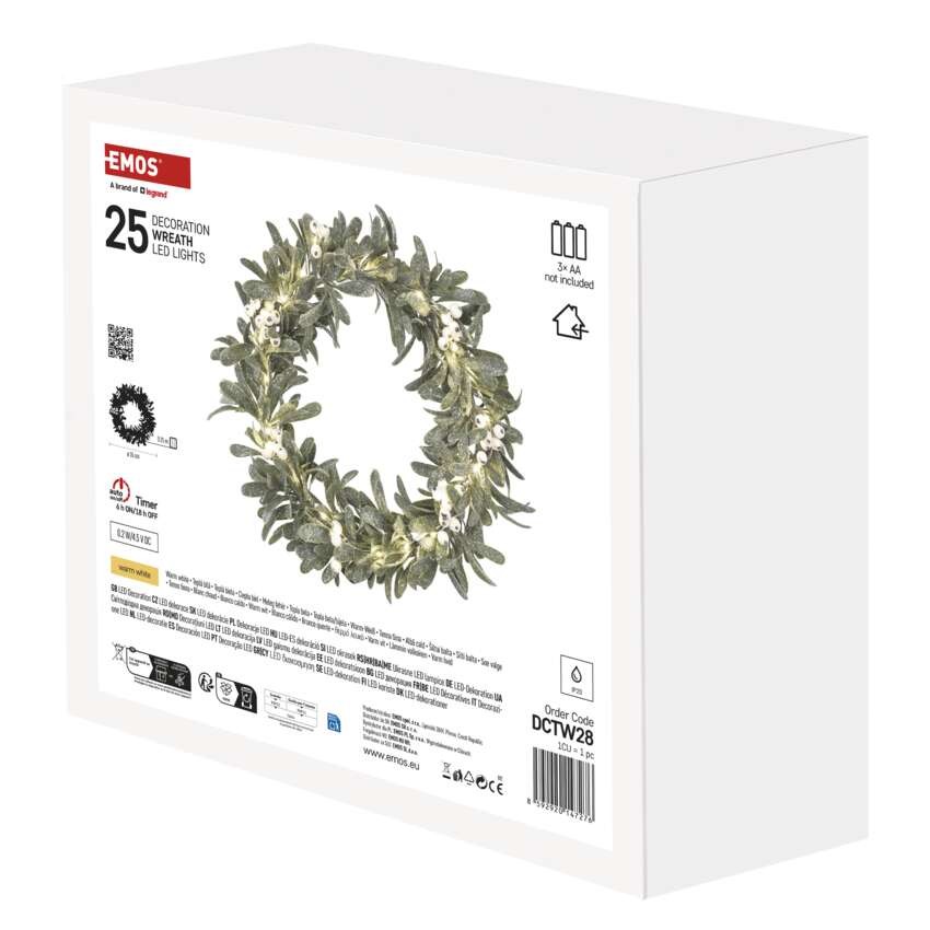 LED Deko –  Adventskranz mistel, 3x AA, warmweiß, Zeitschaltuhr