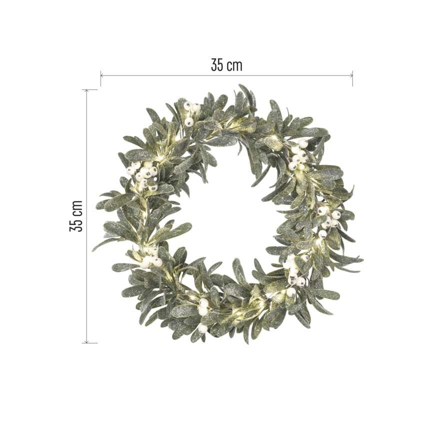 LED Deko –  Adventskranz mistel, 3x AA, warmweiß, Zeitschaltuhr