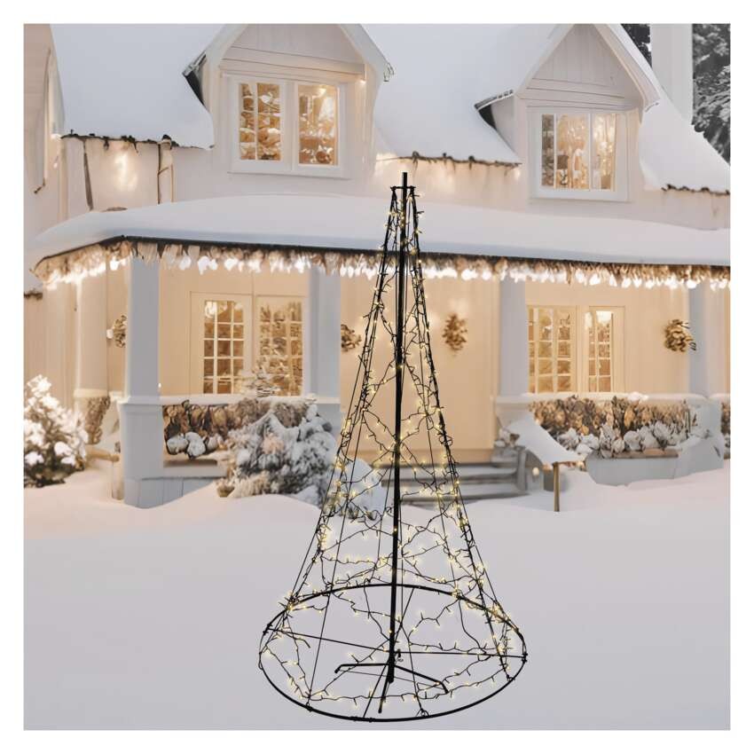 LED Weihnachtsbaum Metall, 180 cm, Außen und Innen, warmweiss, Timer