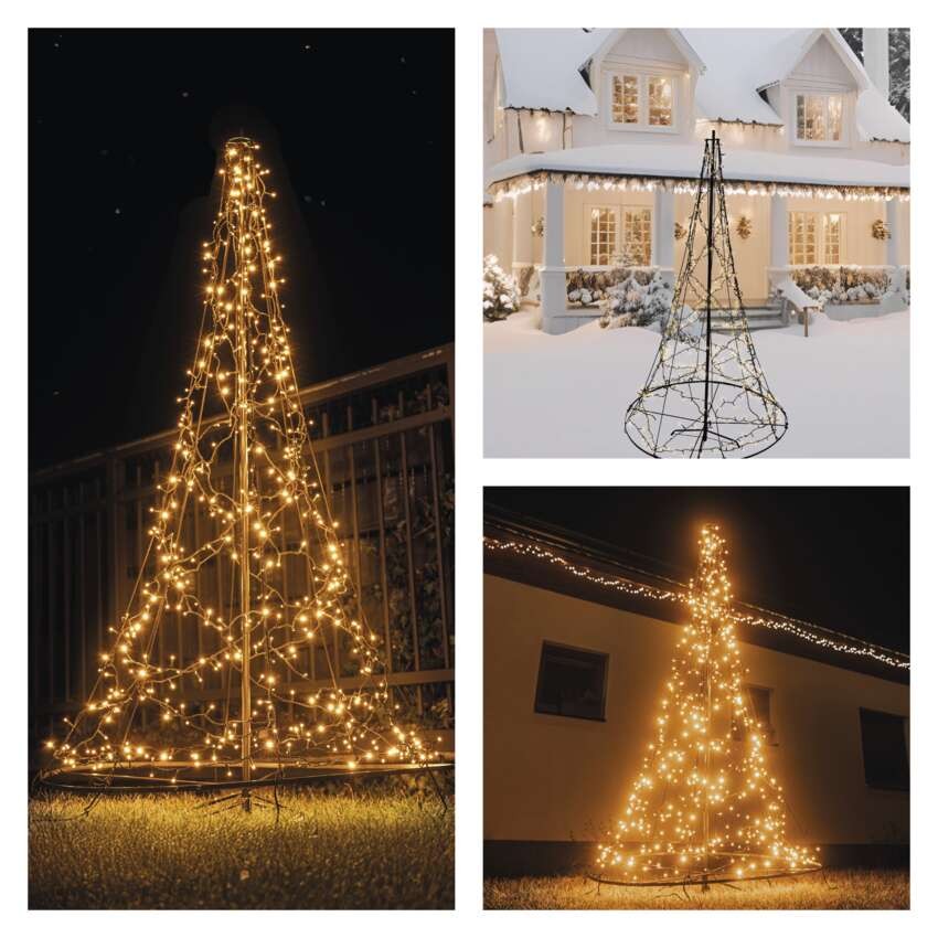 LED Weihnachtsbaum Metall, 180 cm, Außen und Innen, warmweiss, Timer