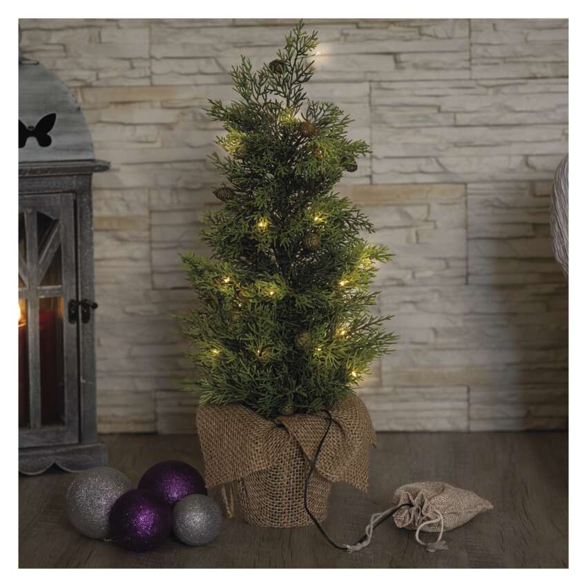 LED osvetljeno drevo, 50 cm, za zunanjo in notranjo uporabo, toplo bela, časovnik
