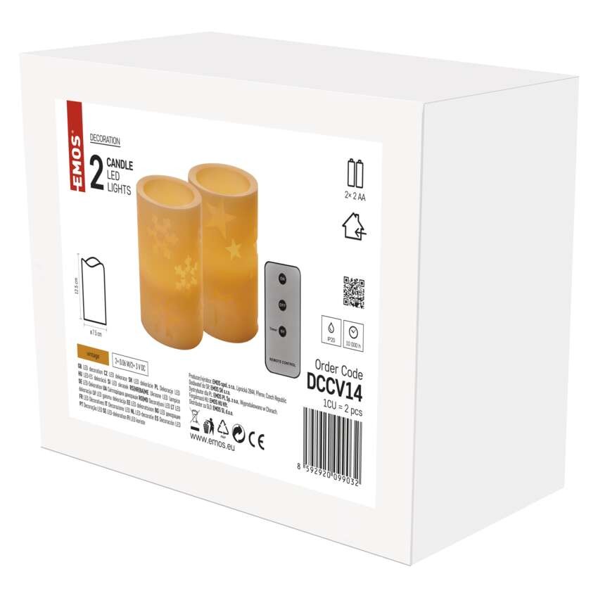LED Dekoration – 2x Wachskerze, 12,5 cm, 2x AA, Fernbedienung, Timer