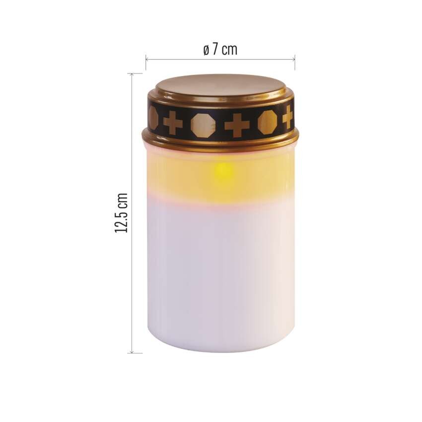 LED hřbitovní svíčka, 12,5 cm, 2x C, venkovní i vnitřní, vintage, časovač