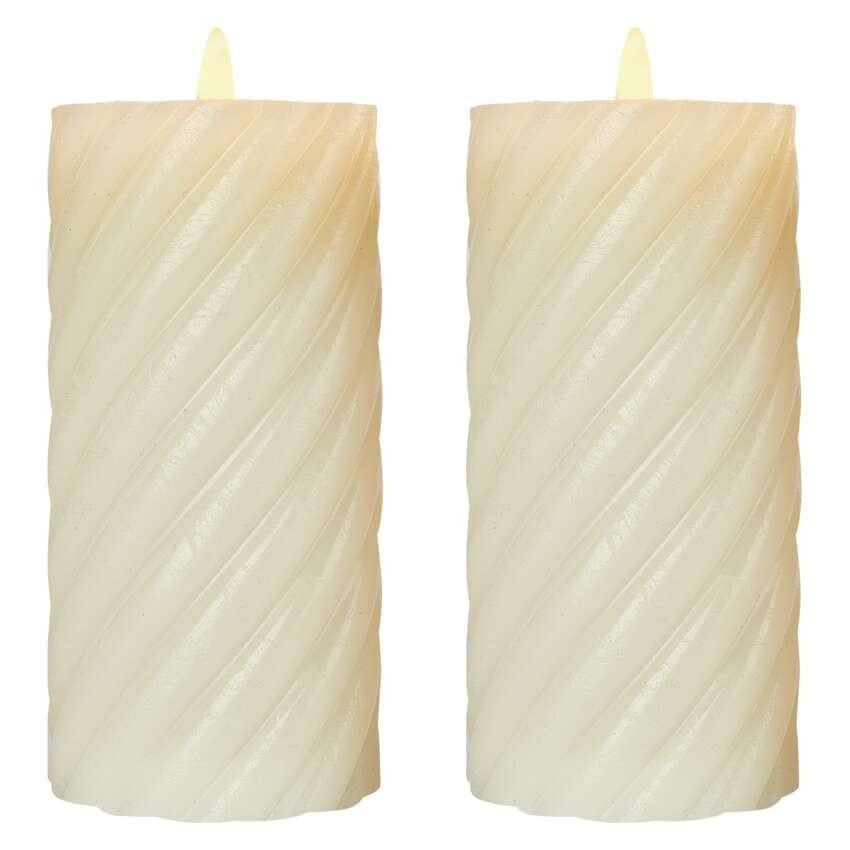 LED Dekoration – Wachskerze, 17 cm, 2x AAA, Innen, Warmweiß, 2 St., Timer