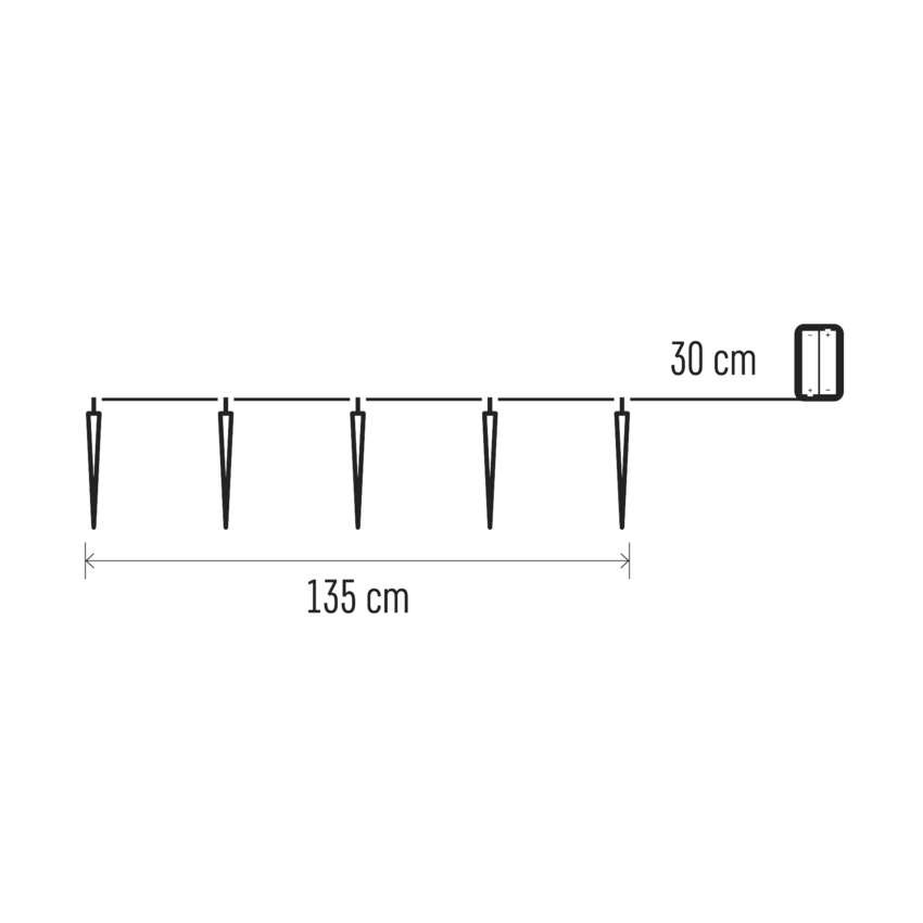 LED Weihnachtsgirlande – 10x Eiszapfen, 1,35 m, 2x AA, Innen, Kaltweiß, Timer