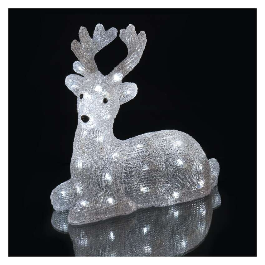 LED Weihnachtlicher Hirsch, 27 cm, Außen und Innen, Kaltweiß, Timer
