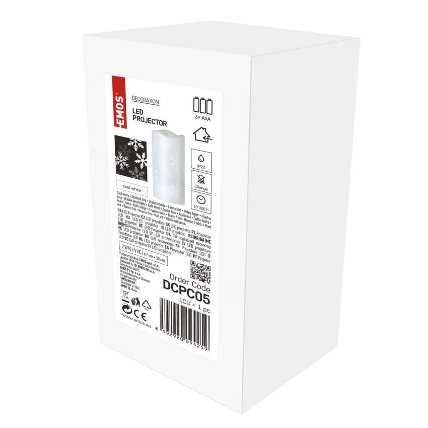 LED Dekorativer Projektor – Flocken, 3x AAA, Innen, Kaltweiß