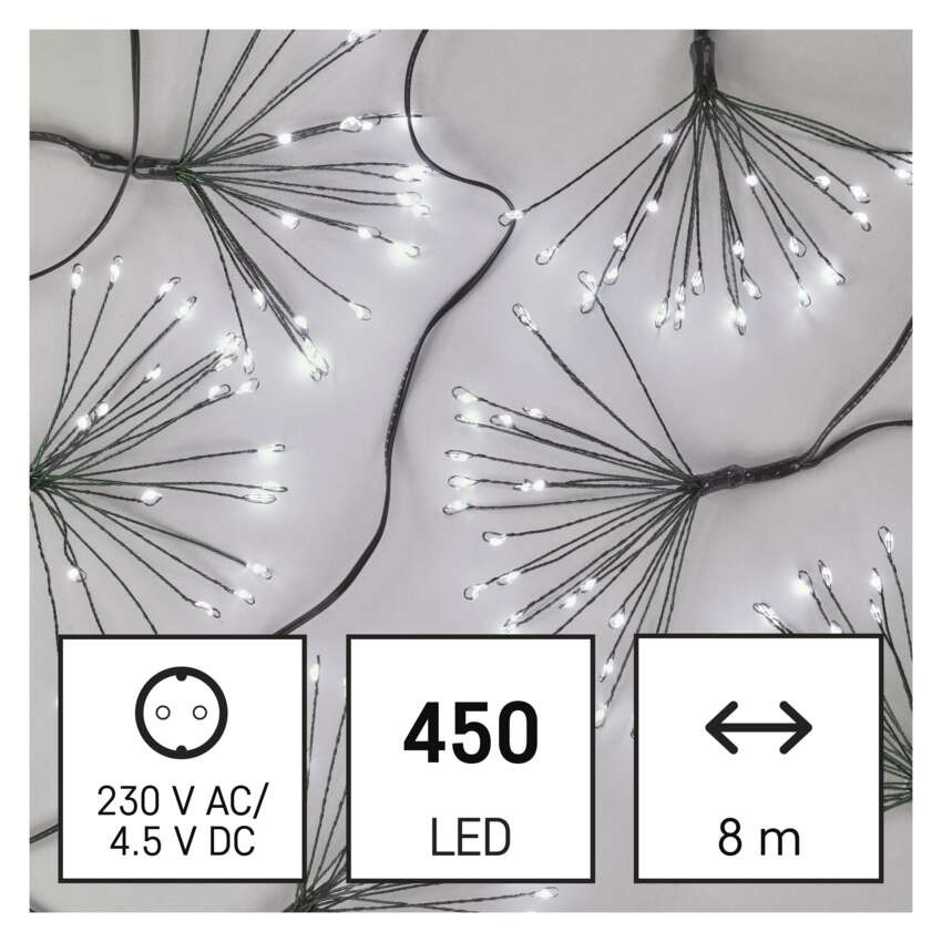 LED Lichterkette – leuchtende Büschel, nano, 8 m, Innen, Kaltweiß, Timer