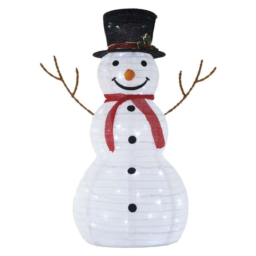 LED faltbarer Schneemann, 90 cm, Außen und Innen, Kaltweiß