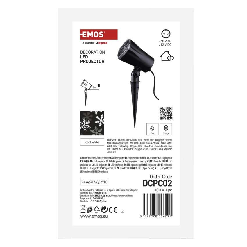 LED Weihnachtlicher dekorativer Projektor – Flocken, Außen und Innen, weiß
