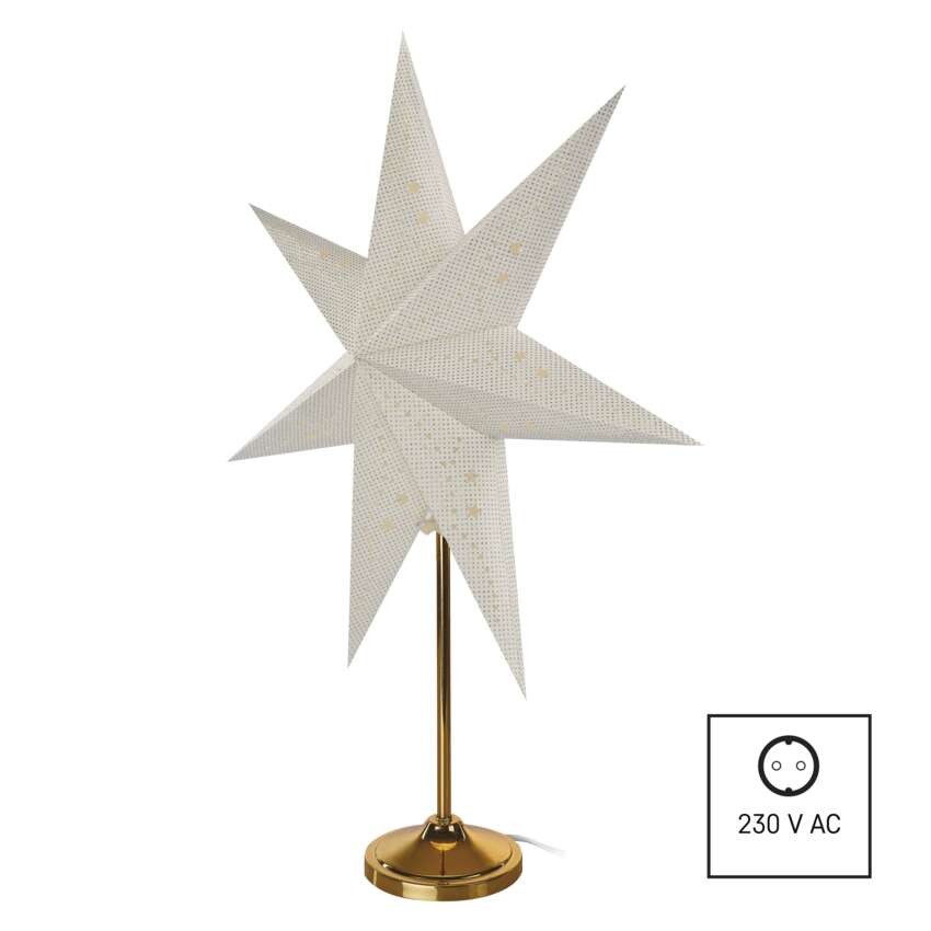 Ziemassvētku papīra zvaigzne ar zeltītu statīvu, 45 cm, lietošanai iekštelpās